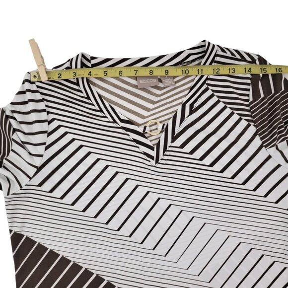 Chico’s V-Neck Split Sleeve Stretch Women’s Tunic Top - Size 1 (Medium) - Picture 8 of 14